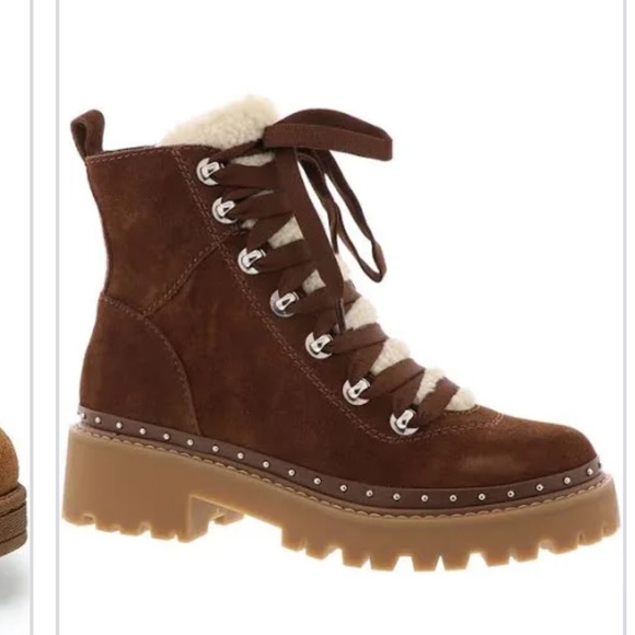Sold NEW Steve Madden brown suede leather Sherpa boots - Picture 1 of 8